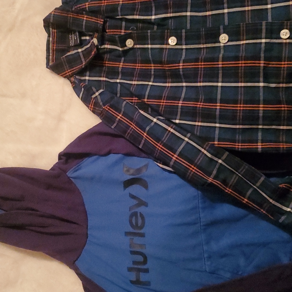 Two boys 4-5T long sleeve shirts. The button up shit is brand new.